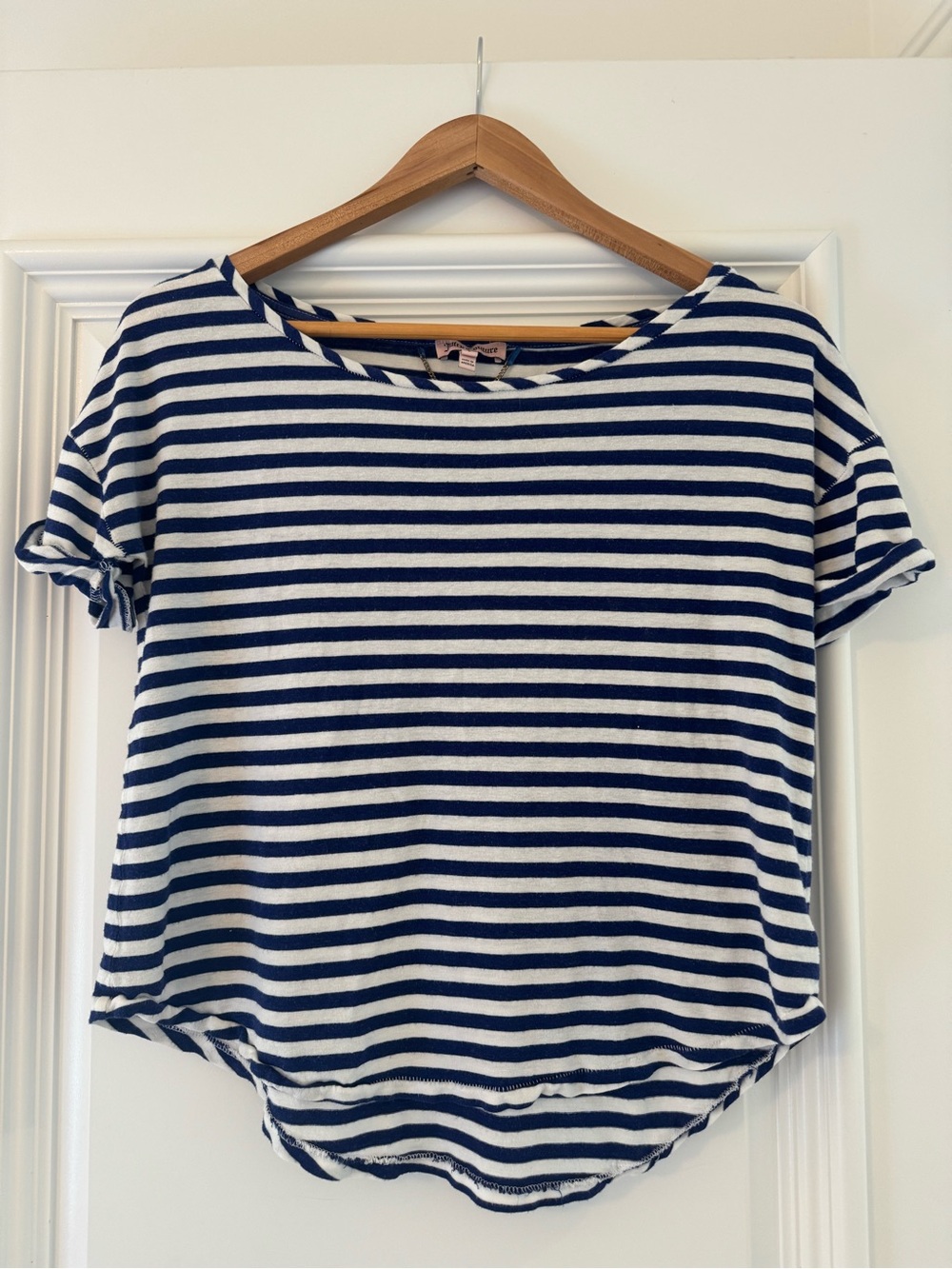 Juicy Couture Navy and White Striped Short Sleeve Tee